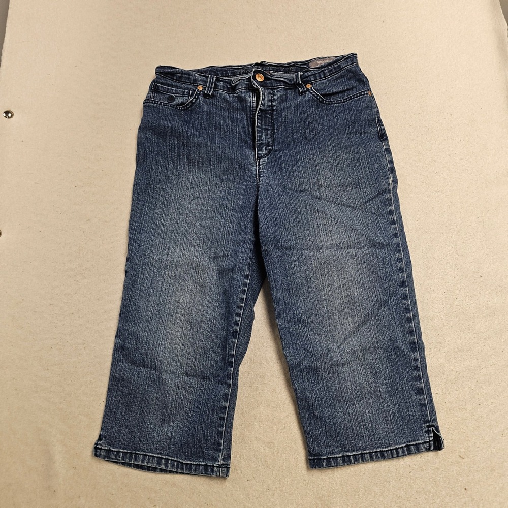 Gloria Vanderbilt Amanda Skimmer Jeans Womens 8 Blue Embroidered Cropped